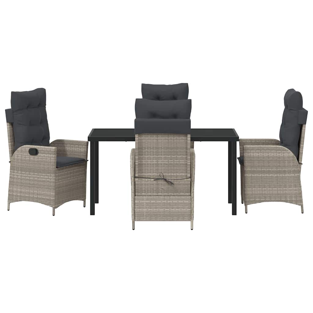 Garten Essgruppe 5 pcs Hellgrau Poly-Rattan