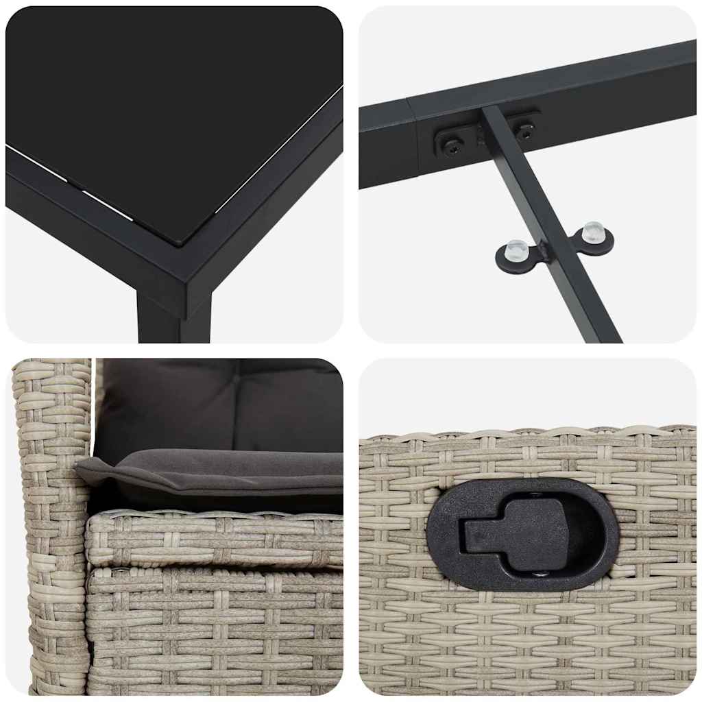 Garten Essgruppe 7 pcs Hellgrau Poly-Rattan