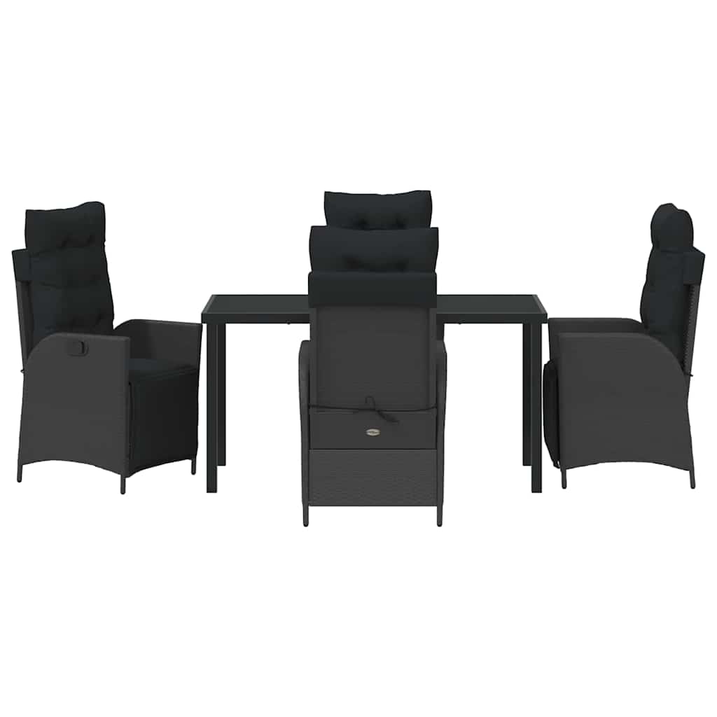 Garten Essgruppe 5 pcs Schwarz Poly Rattan