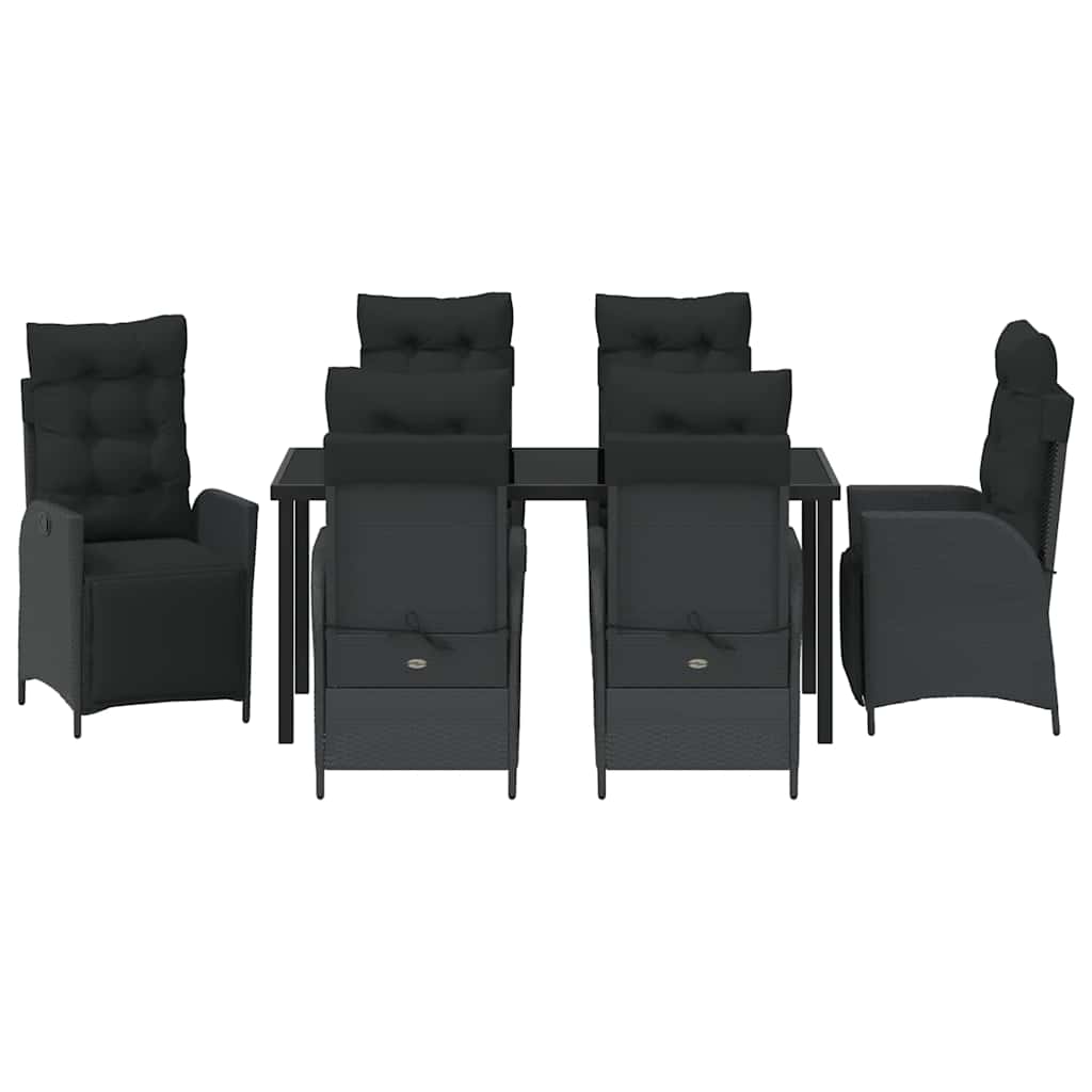 Garten Essgruppe 7 pcs Schwarz Poly Rattan