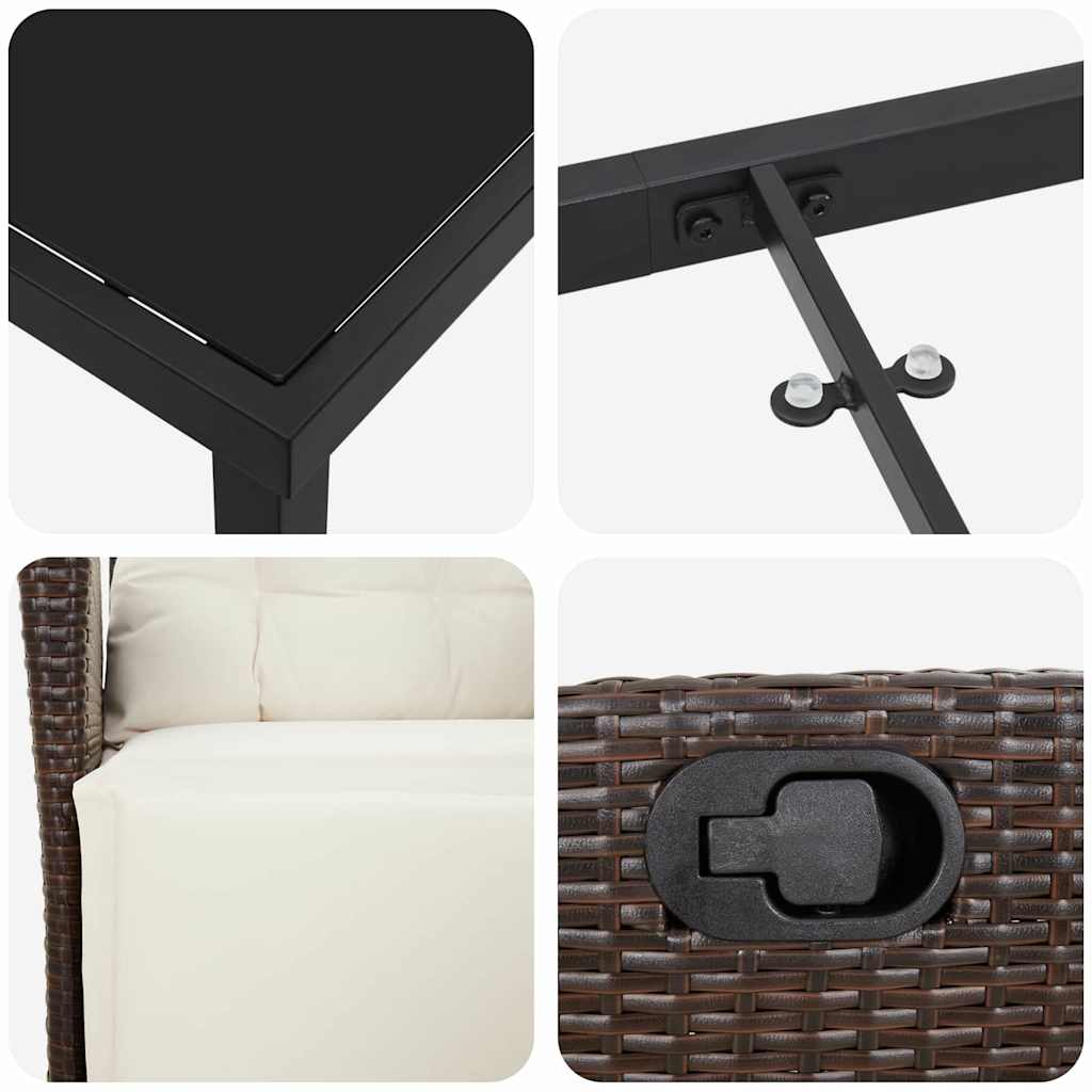 Garten Essgruppe 7 pcs Braun Poly Rattan