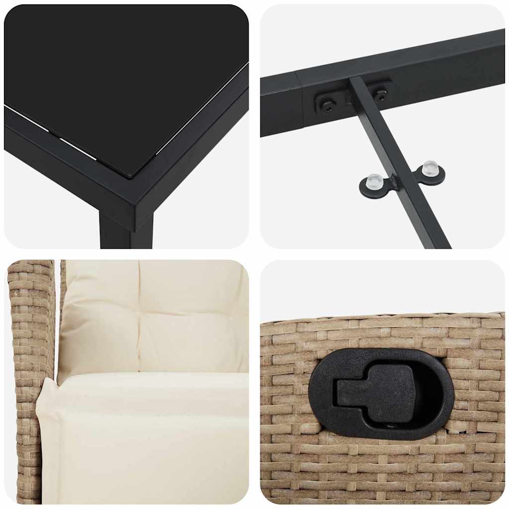 Garten Essgruppe 3 pcs Beige Poly Rattan