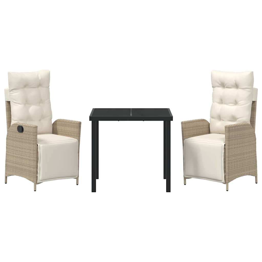 Garten Essgruppe 3 pcs Beige Poly Rattan