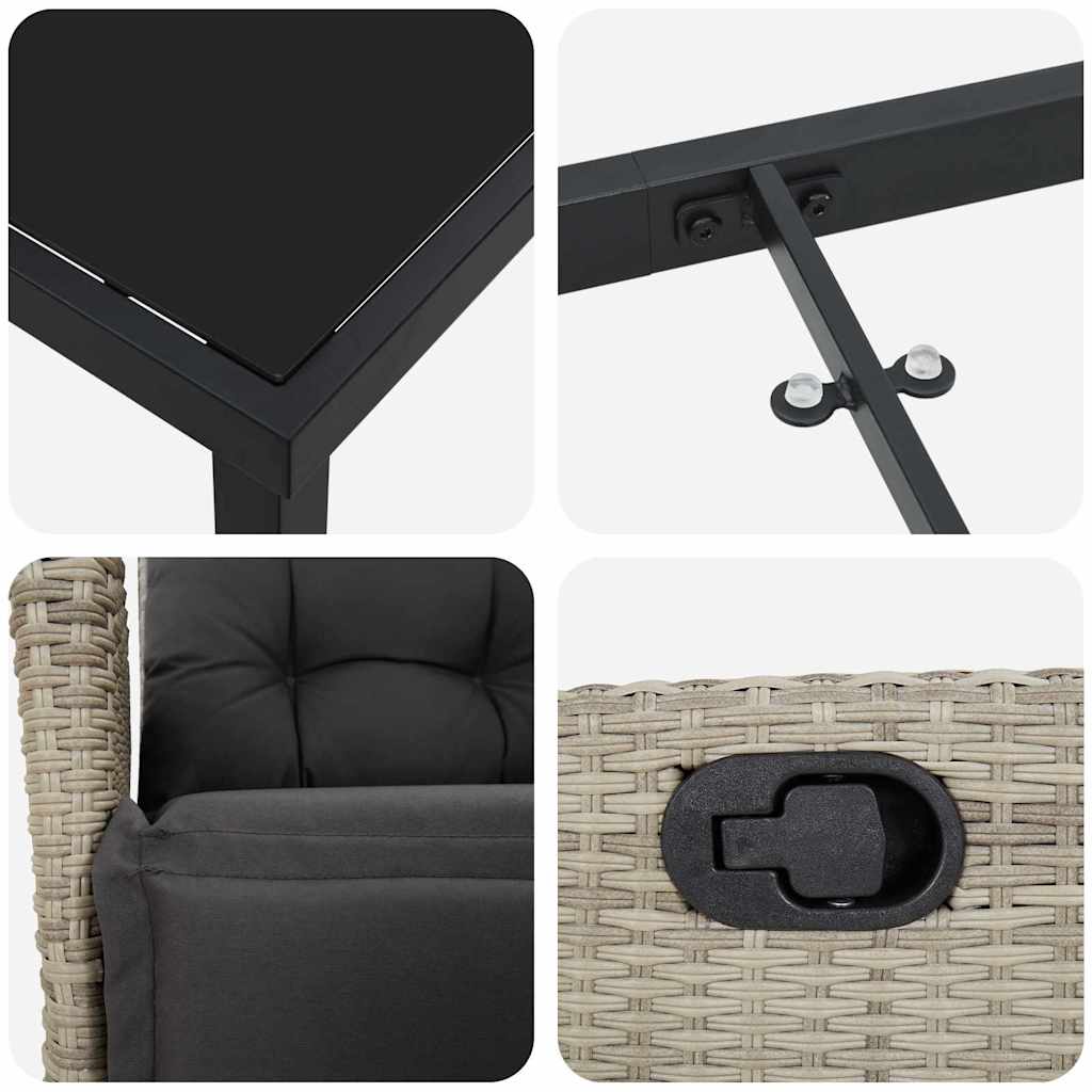 Garten Essgruppe 5 pcs Hellgrau Poly Rattan