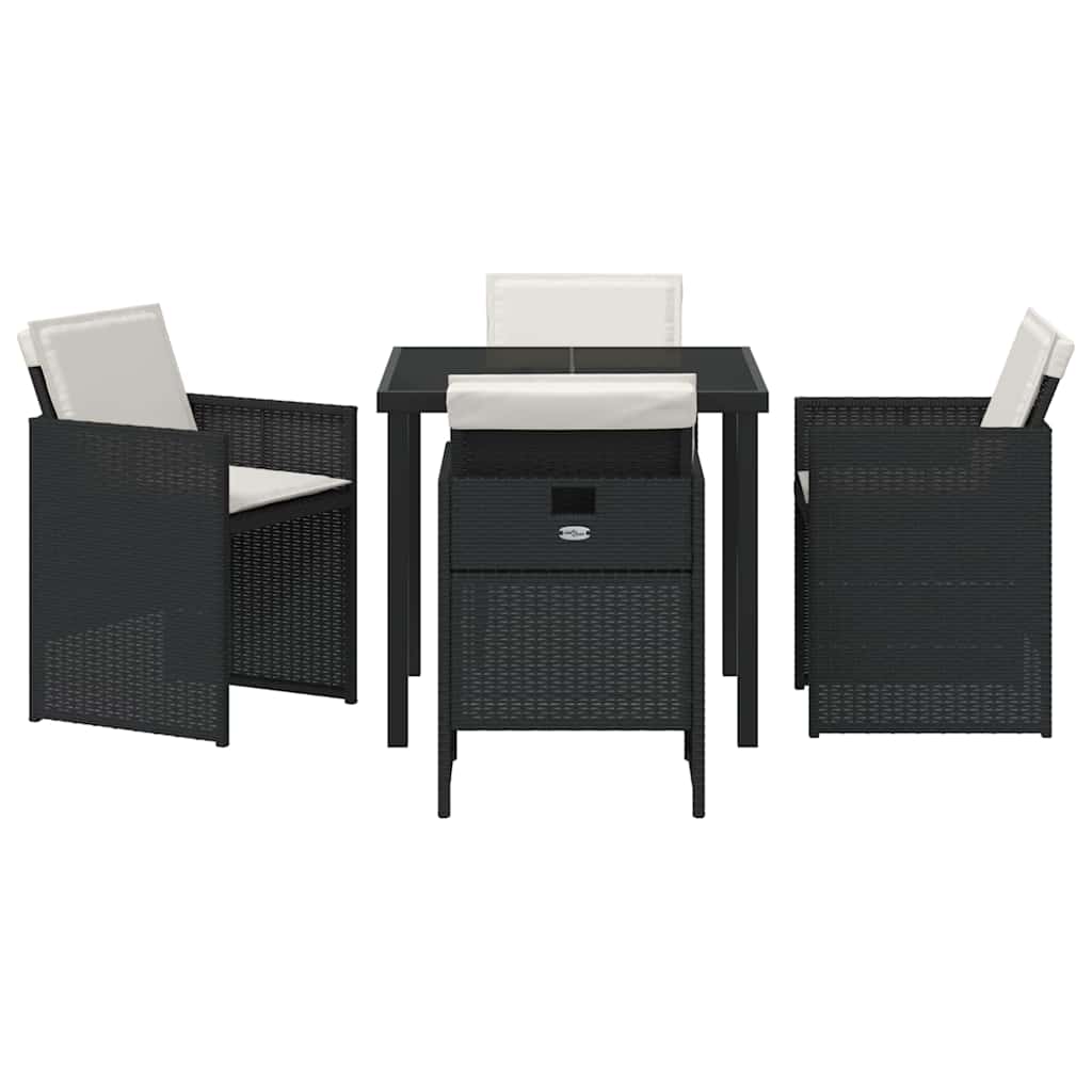 Garten Essgruppe 5 pcs Schwarz Poly-Rattan