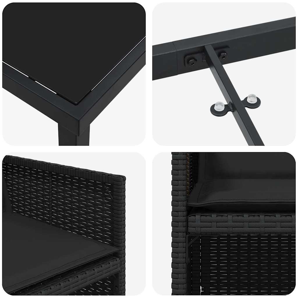 Garten Essgruppe 5 pcs Schwarz Poly-Rattan