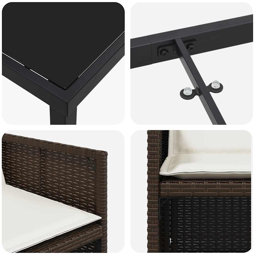 Garten Essgruppe 5 pcs Braun Poly-Rattan