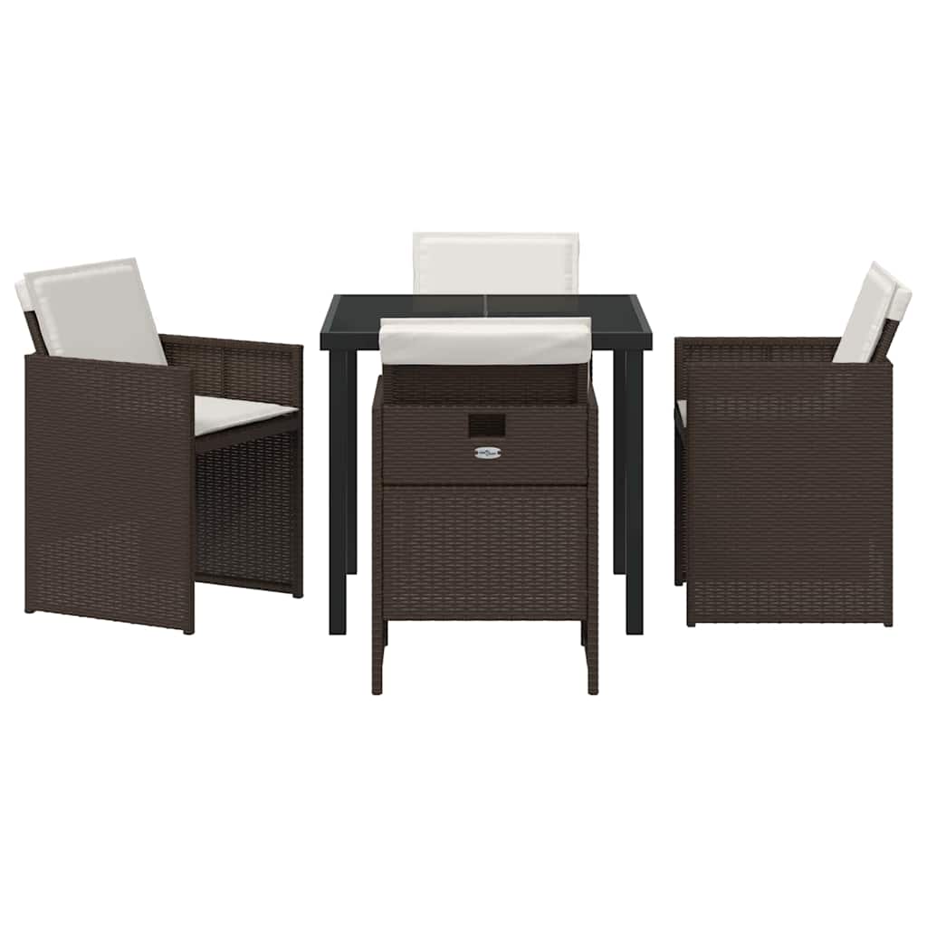 Garten Essgruppe 5 pcs Braun Poly-Rattan