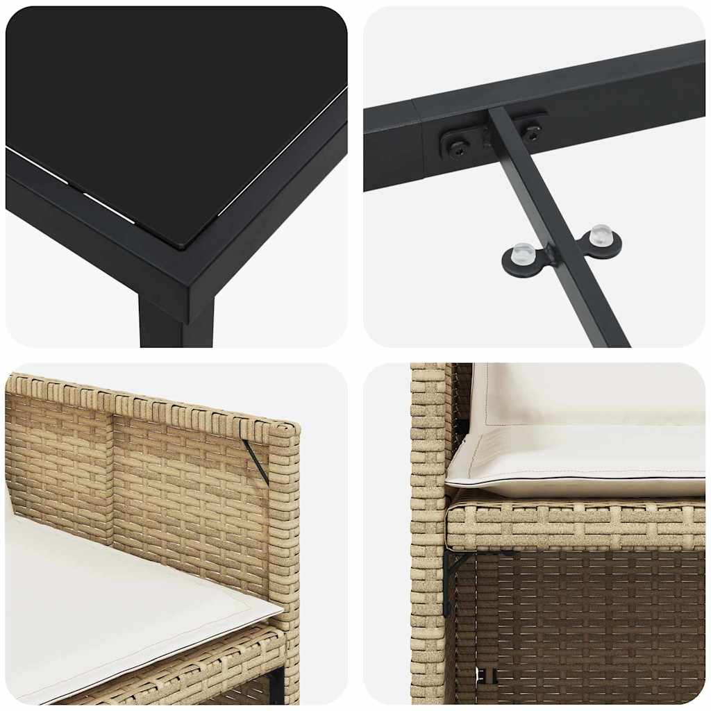 Garten Essgruppe 5 pcs Beige Poly-Rattan