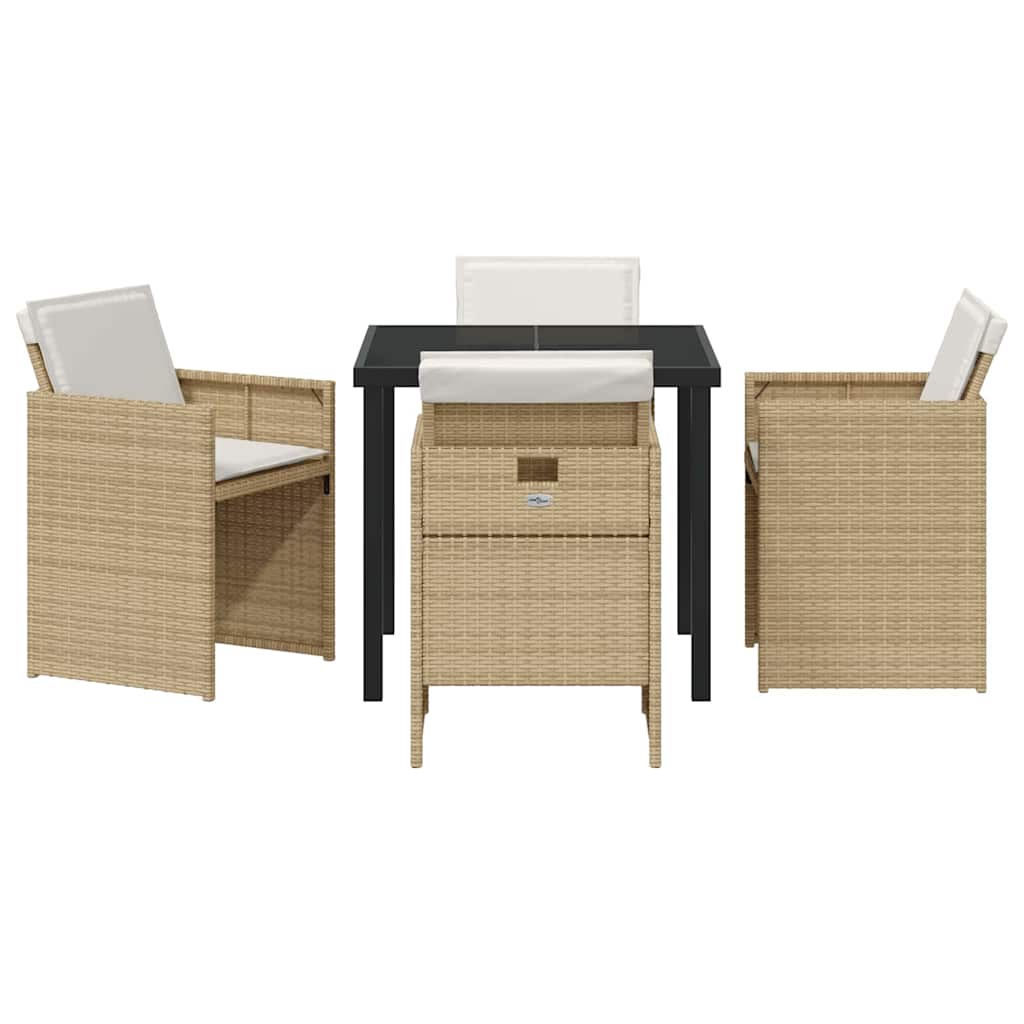 Garten Essgruppe 5 pcs Beige Poly-Rattan