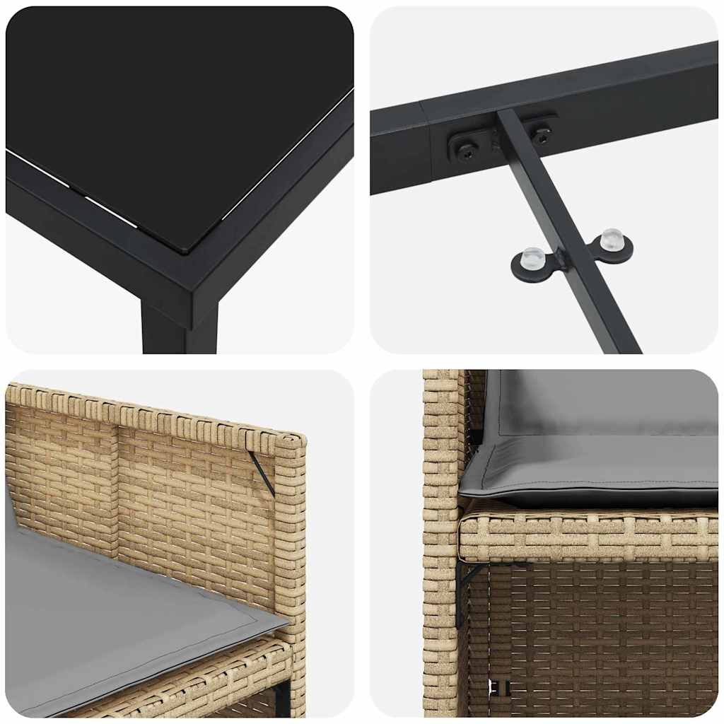 Garten Essgruppe 5 pcs Beige Poly-Rattan