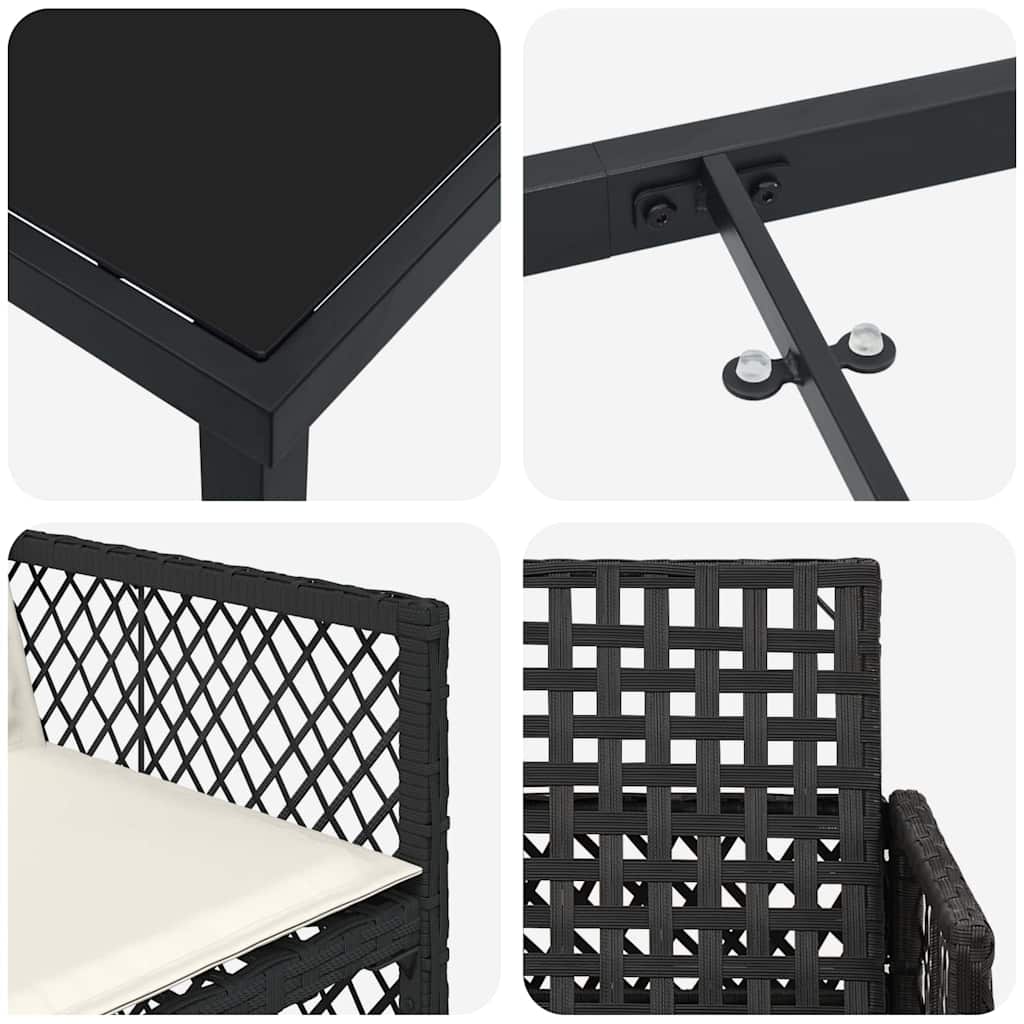 Garten Essgruppe 5 pcs Schwarz Poly-Rattan