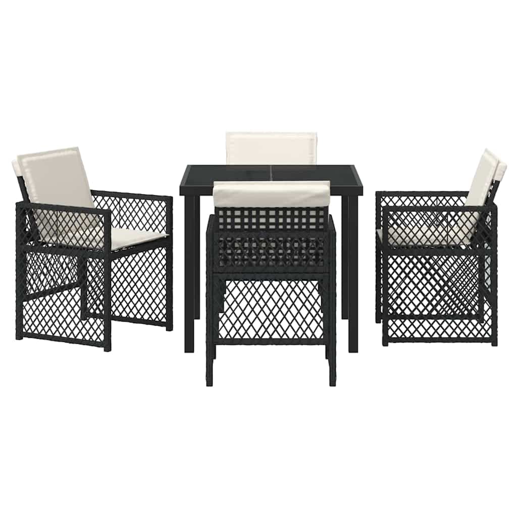 Garten Essgruppe 5 pcs Schwarz Poly-Rattan