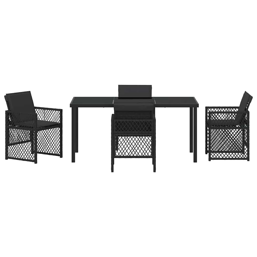 Garten Essgruppe 5 pcs Schwarz Poly-Rattan