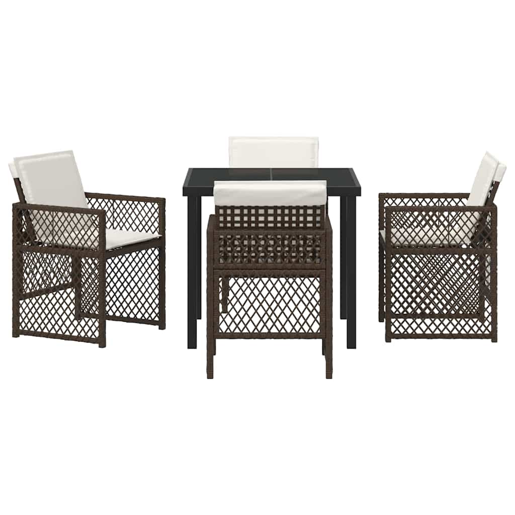 Garten Essgruppe 5 pcs Braun Poly-Rattan