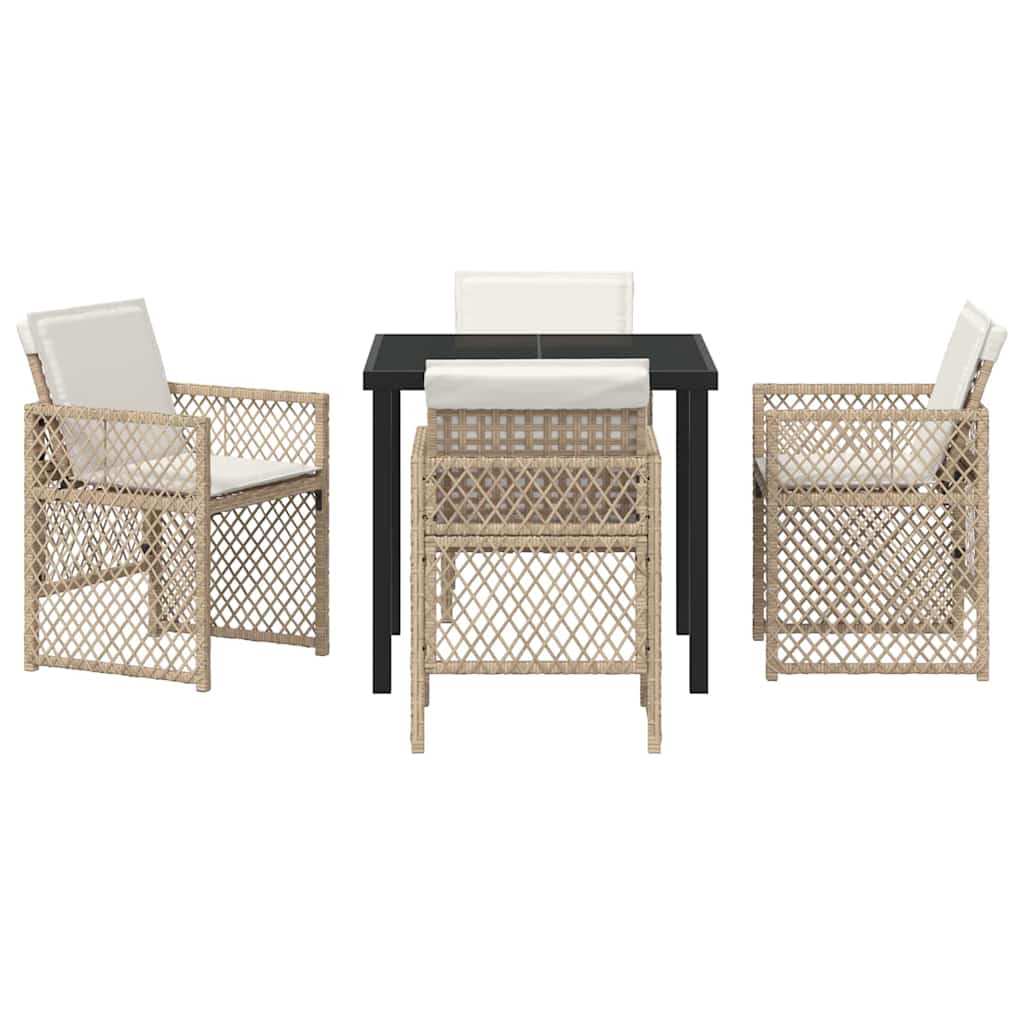 Garten Essgruppe 5 pcs Beige Poly-Rattan