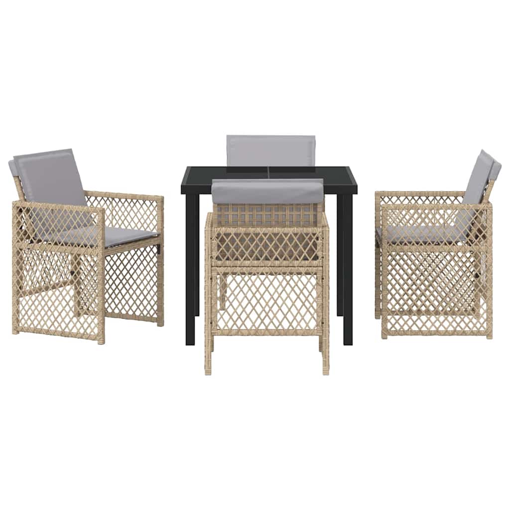 Garten Essgruppe 5 pcs Beige Poly-Rattan