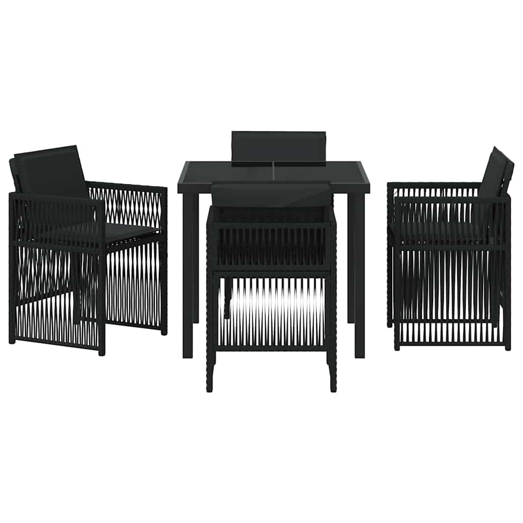 Garten Essgruppe 5 pcs Schwarz Poly Rattan