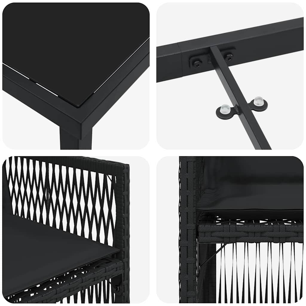 Garten Essgruppe 5 pcs Schwarz Poly Rattan