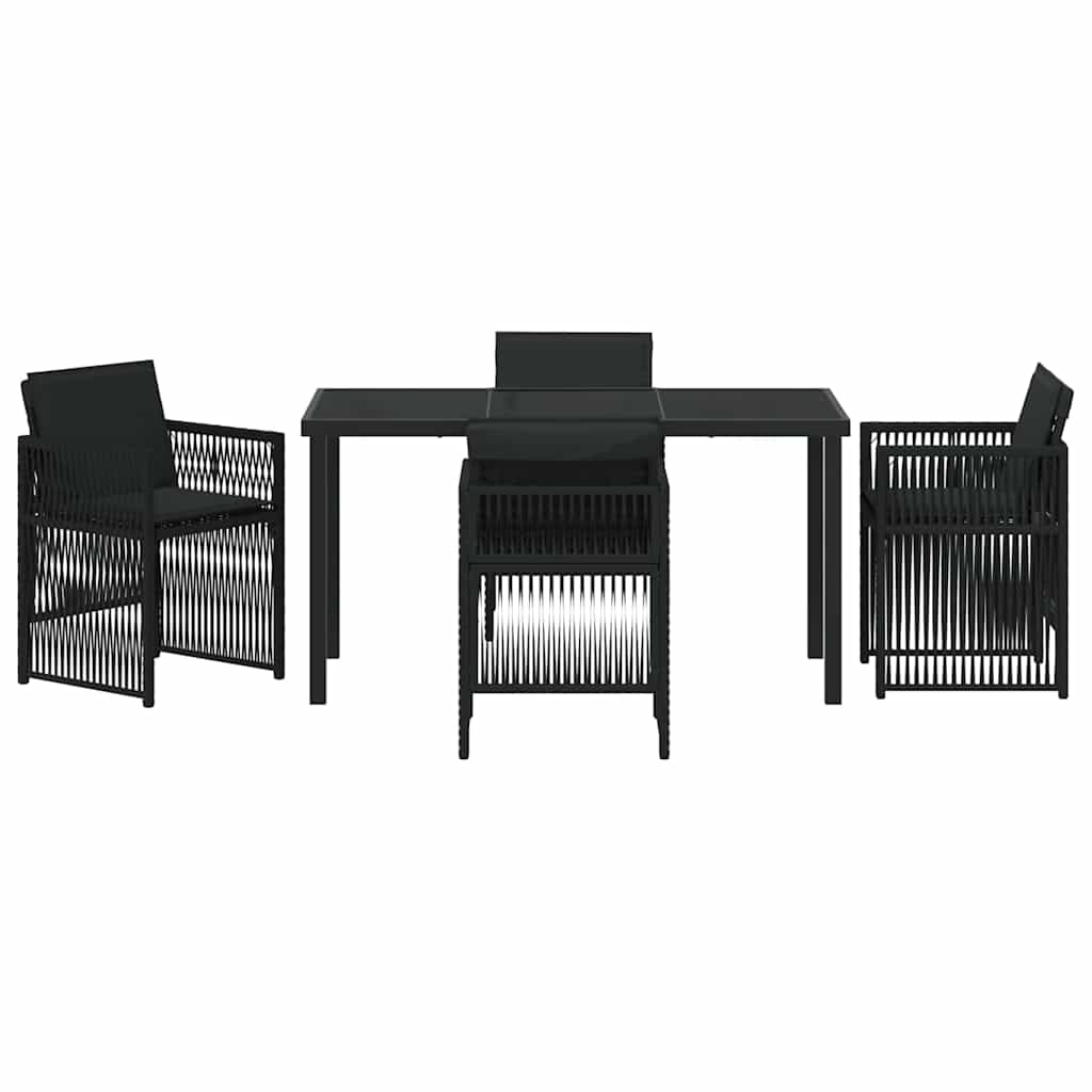 Garten Essgruppe 5 pcs Schwarz Poly Rattan