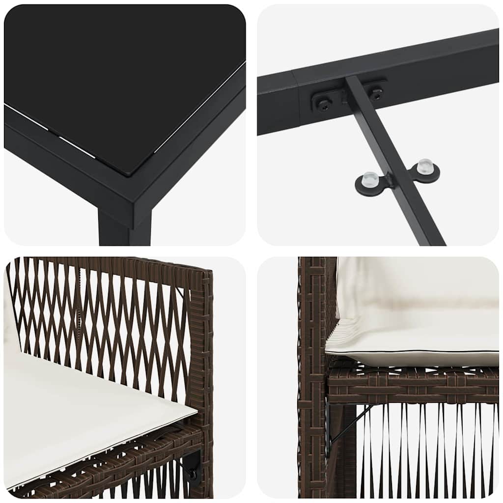 Garten Essgruppe 5 pcs Braun Poly Rattan