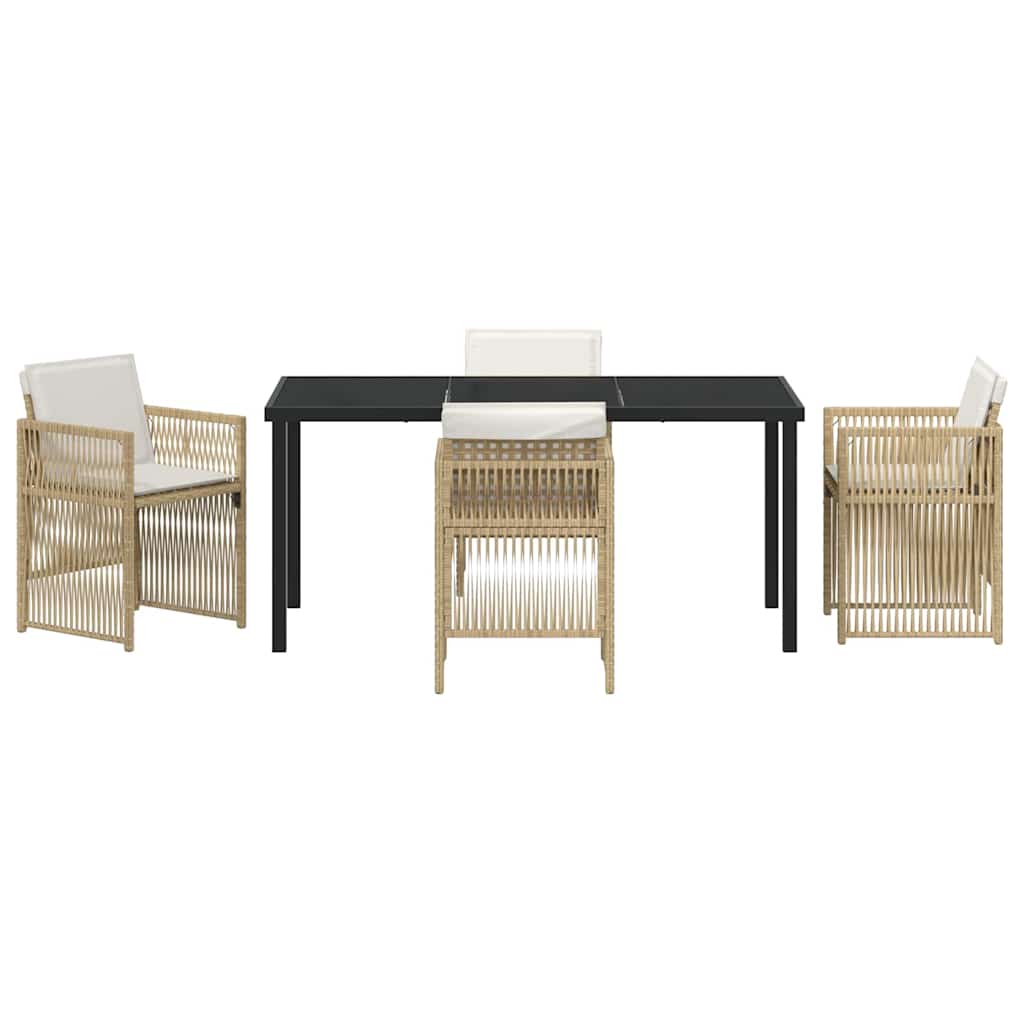 Garten Essgruppe 5 pcs Beige Poly Rattan