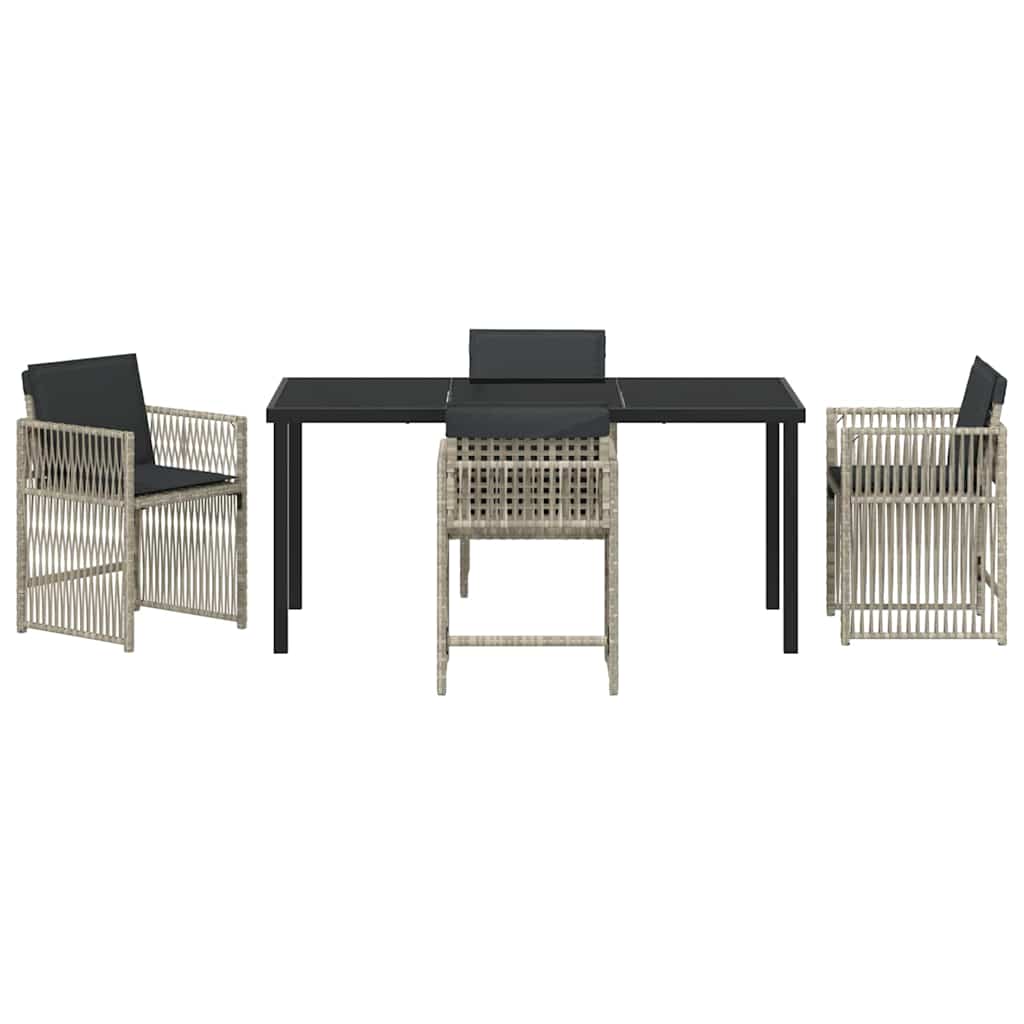 Garten Essgruppe 5 pcs Hellgrau Poly Rattan