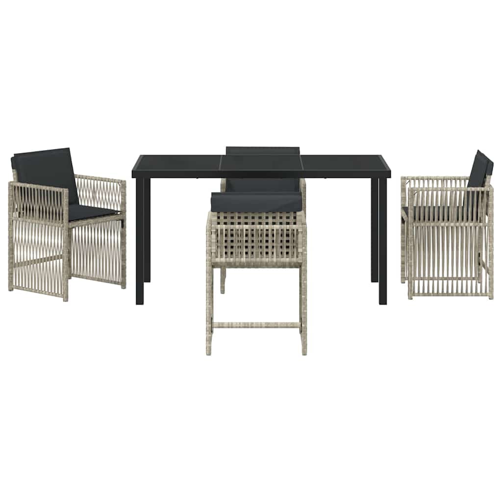 Garten Essgruppe 5 pcs Hellgrau Poly Rattan