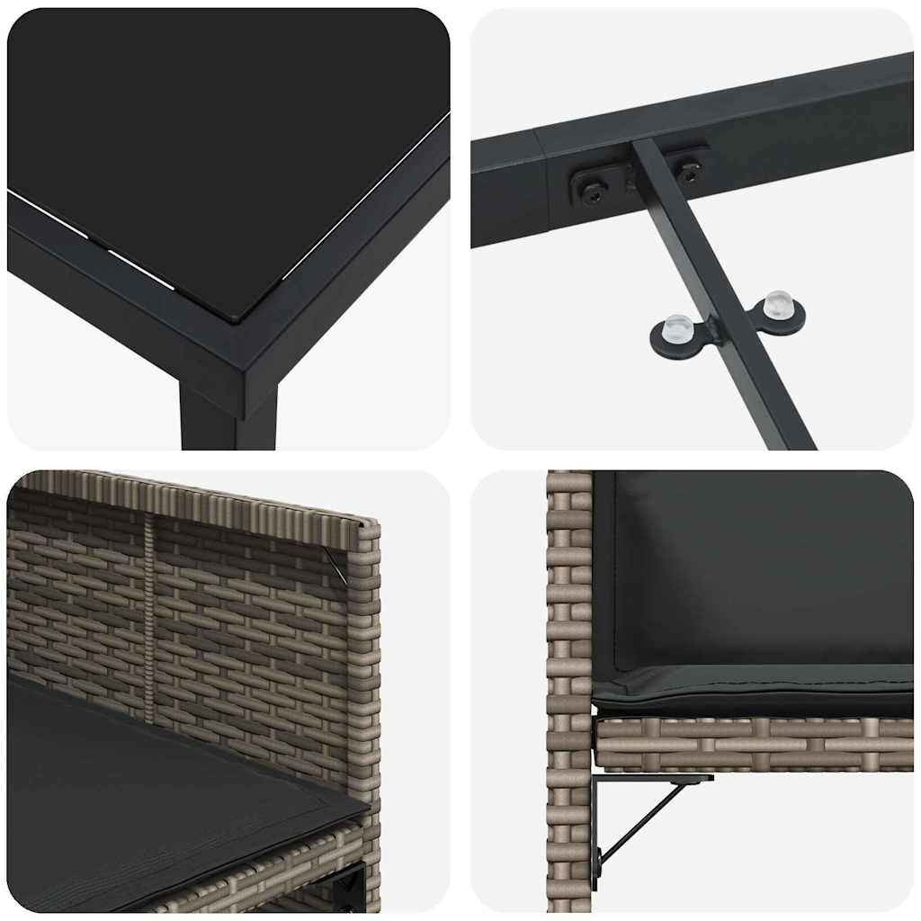 Garten Essgruppe 5 pcs Grau Poly-Rattan