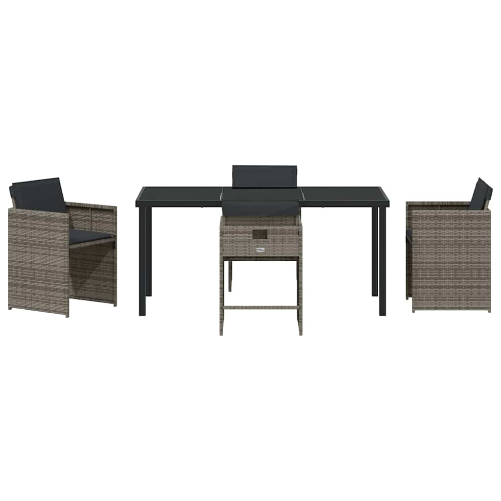 Garten Essgruppe 5 pcs Grau Poly-Rattan