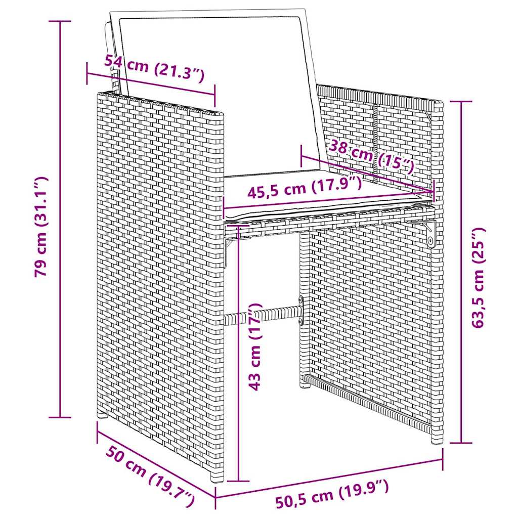Garten Essgruppe 5 pcs Braun Poly-Rattan