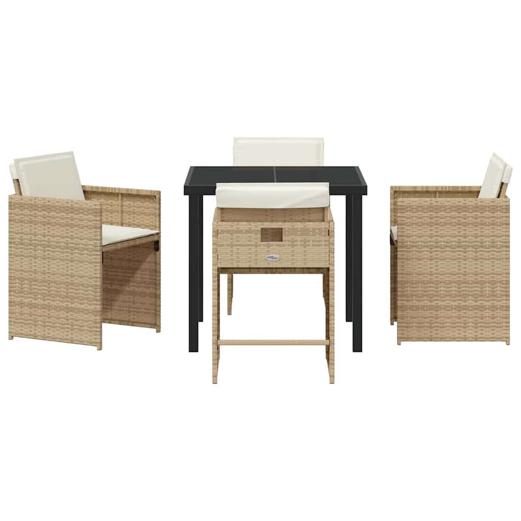 Garten Essgruppe 5 pcs Beige Poly-Rattan