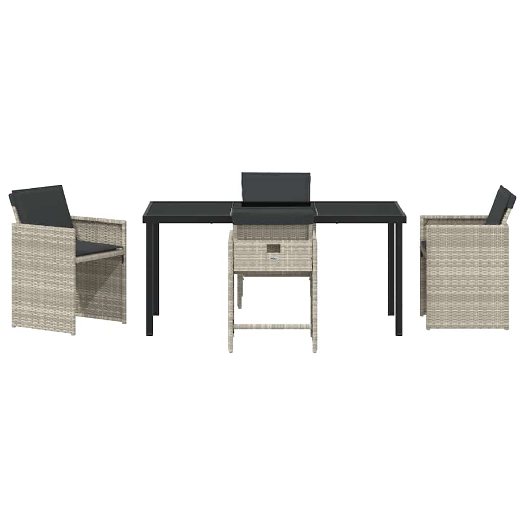 Garten Essgruppe 5 pcs Hellgrau Poly-Rattan