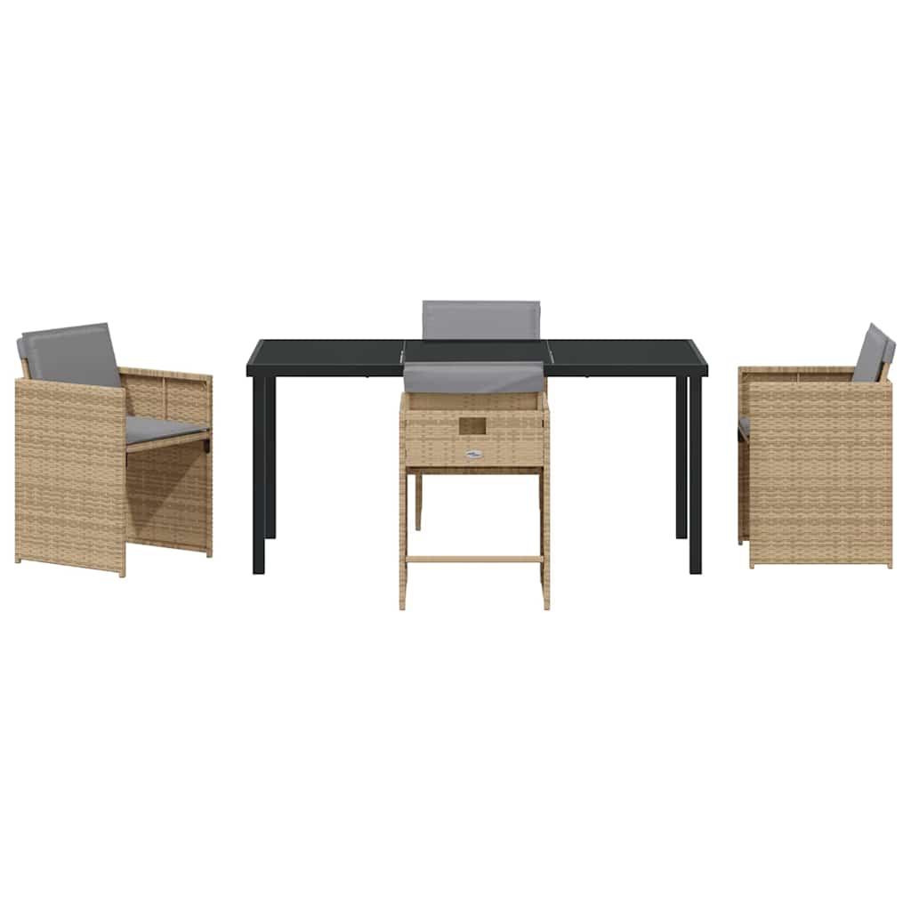 Garten Essgruppe 5 pcs Beige Poly-Rattan