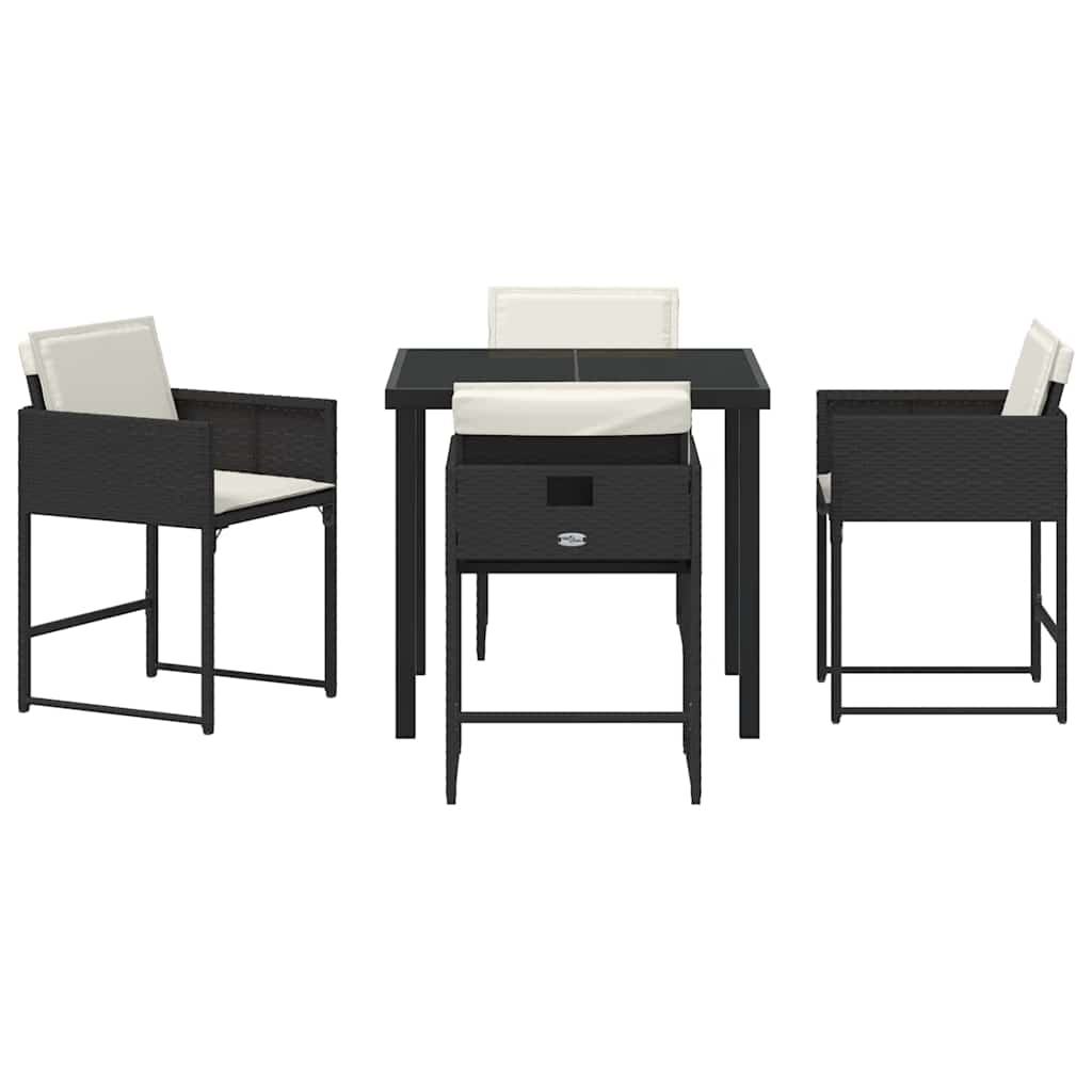 Garten Essgruppe 5 pcs Schwarz Poly-Rattan