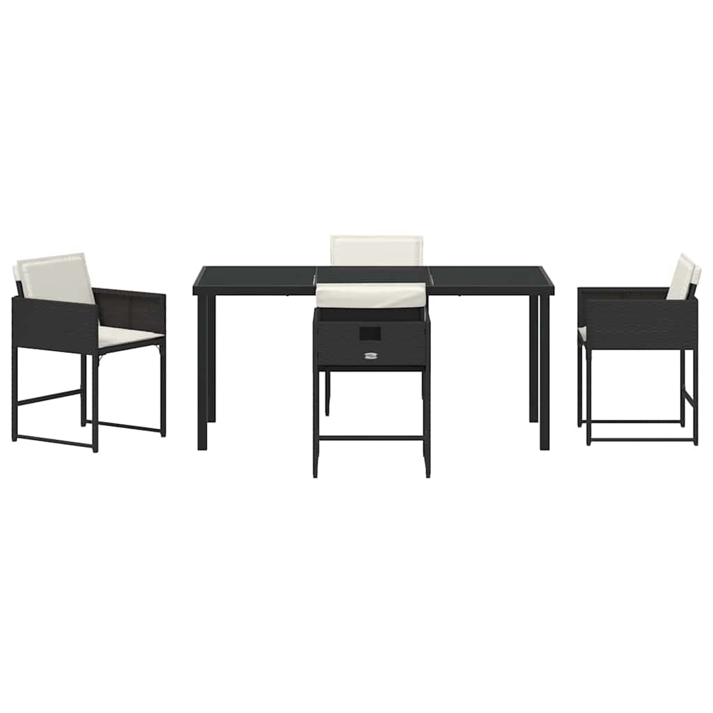 Garten Essgruppe 5 pcs Schwarz Poly-Rattan