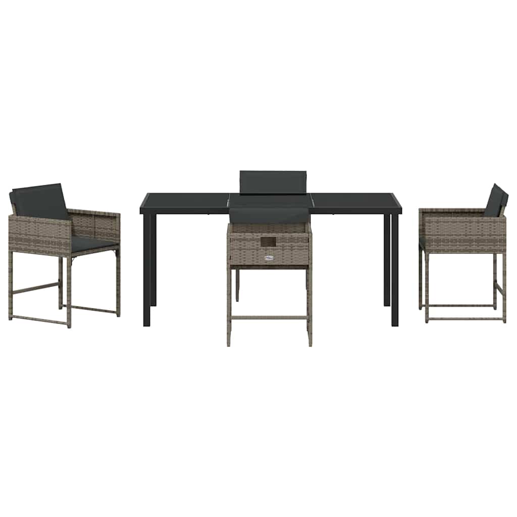 Garten Essgruppe 5 pcs Grau Poly-Rattan