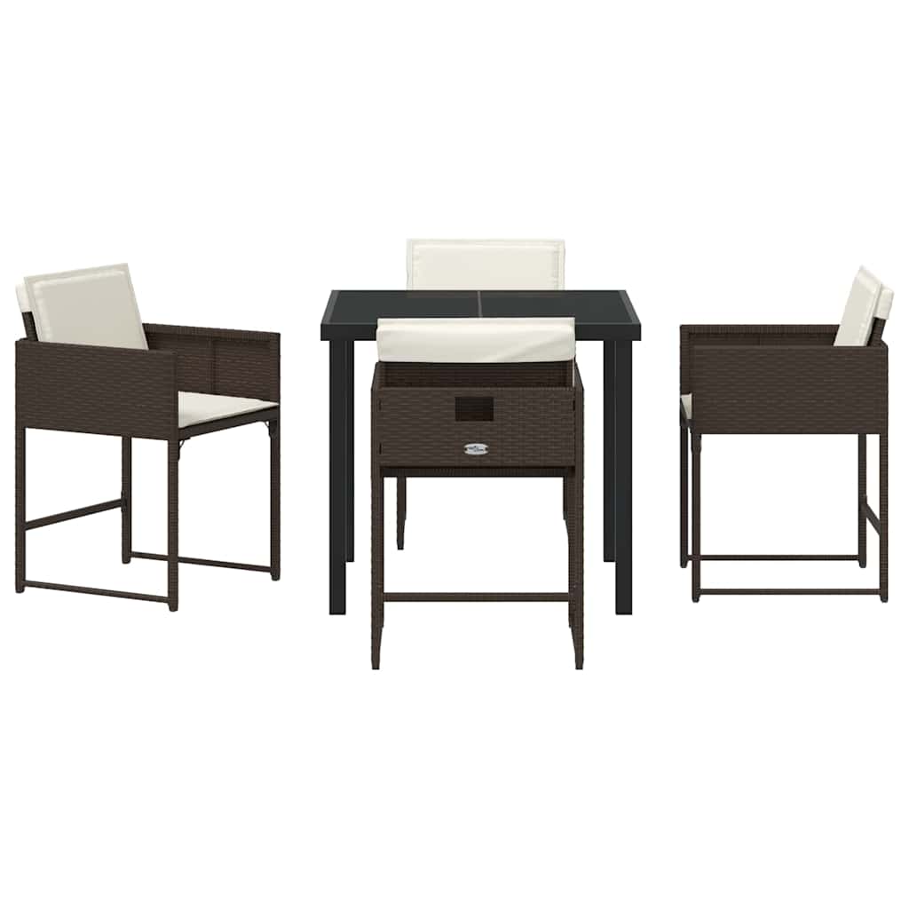 Garten Essgruppe 5 pcs Braun Poly-Rattan