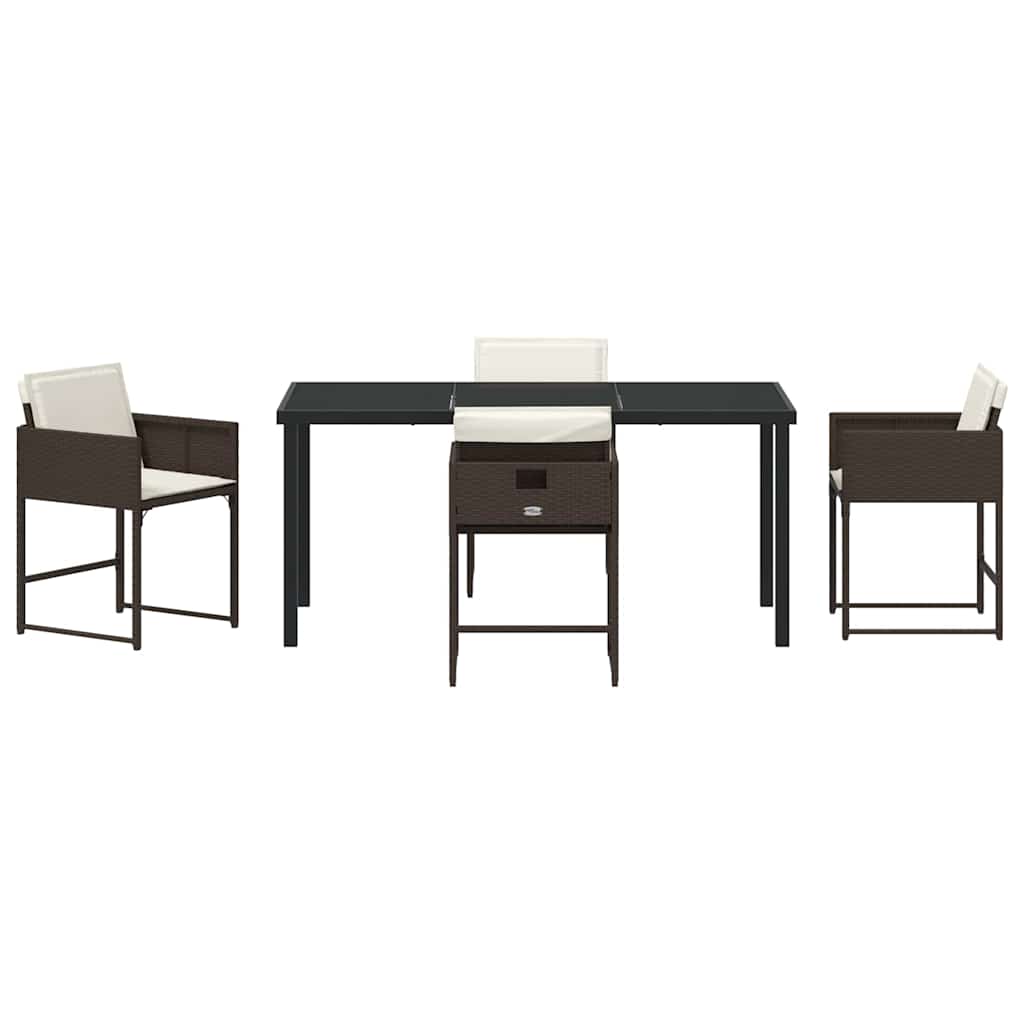 Garten Essgruppe 5 pcs Braun Poly-Rattan