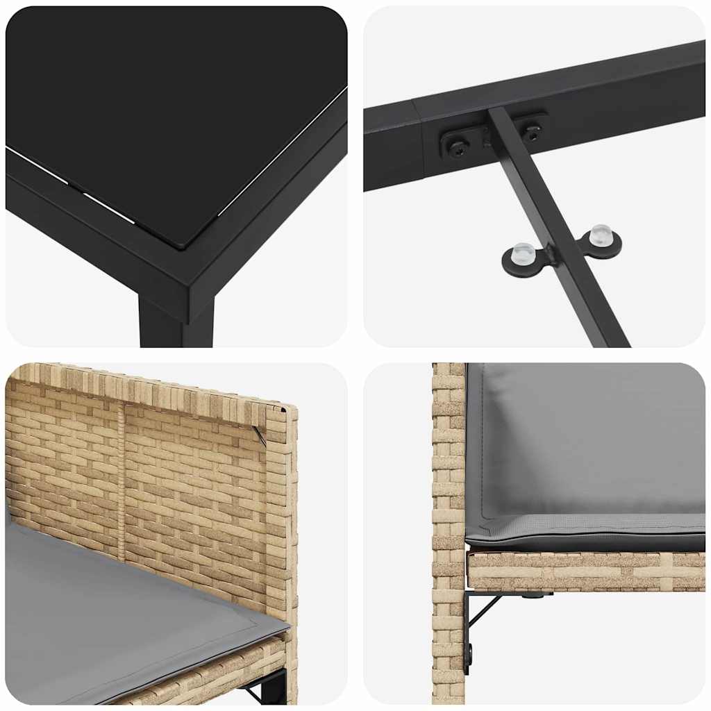 Garten Essgruppe 5 pcs Beige Poly-Rattan