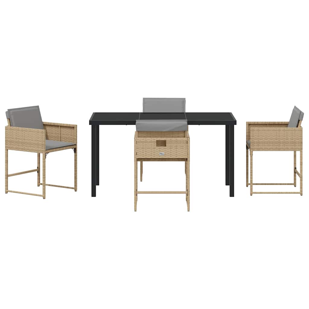 Garten Essgruppe 5 pcs Beige Poly-Rattan