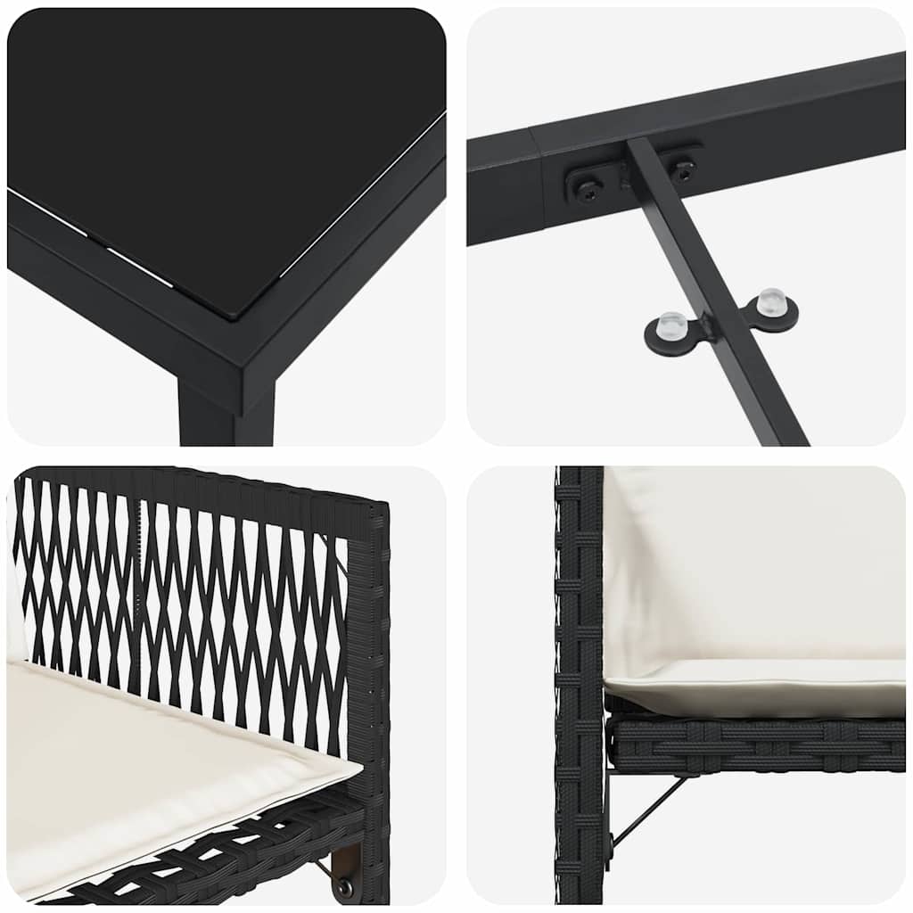 Garten Essgruppe 5 pcs Schwarz Poly-Rattan