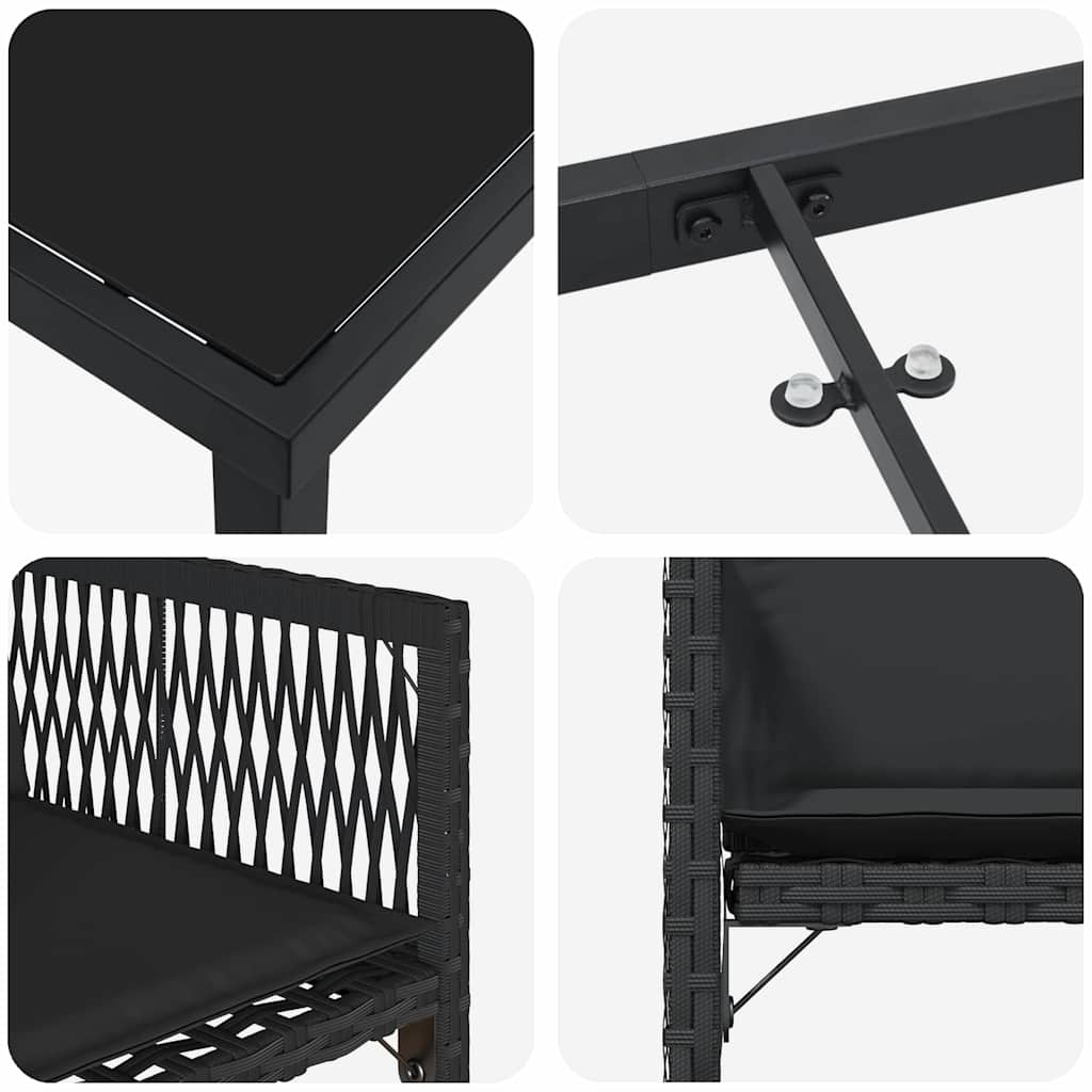 Garten Essgruppe 5 pcs Schwarz Poly-Rattan