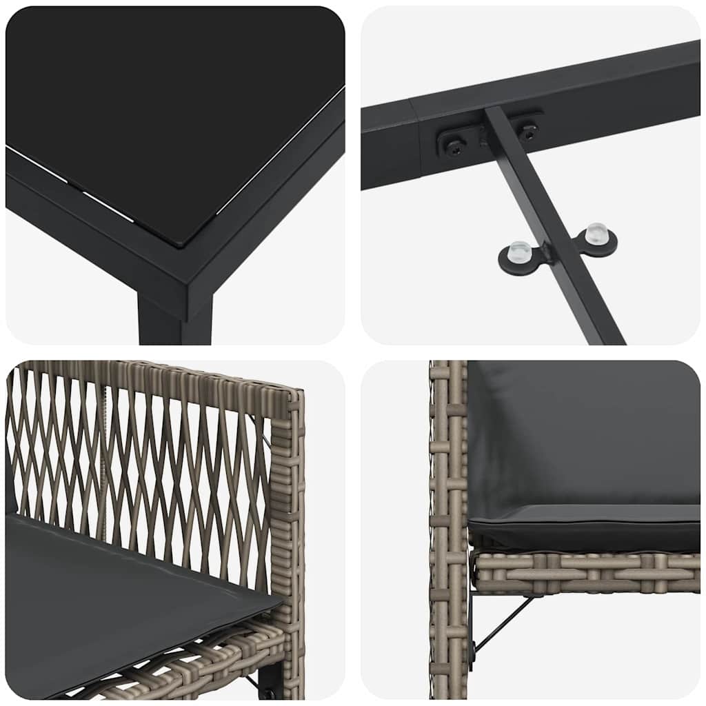 Garten Essgruppe 5 pcs Grau Poly-Rattan