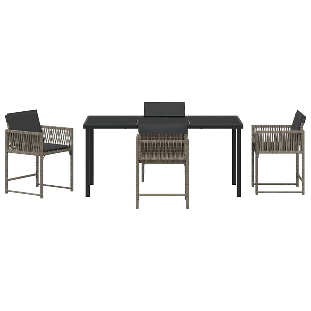 Garten Essgruppe 5 pcs Grau Poly-Rattan