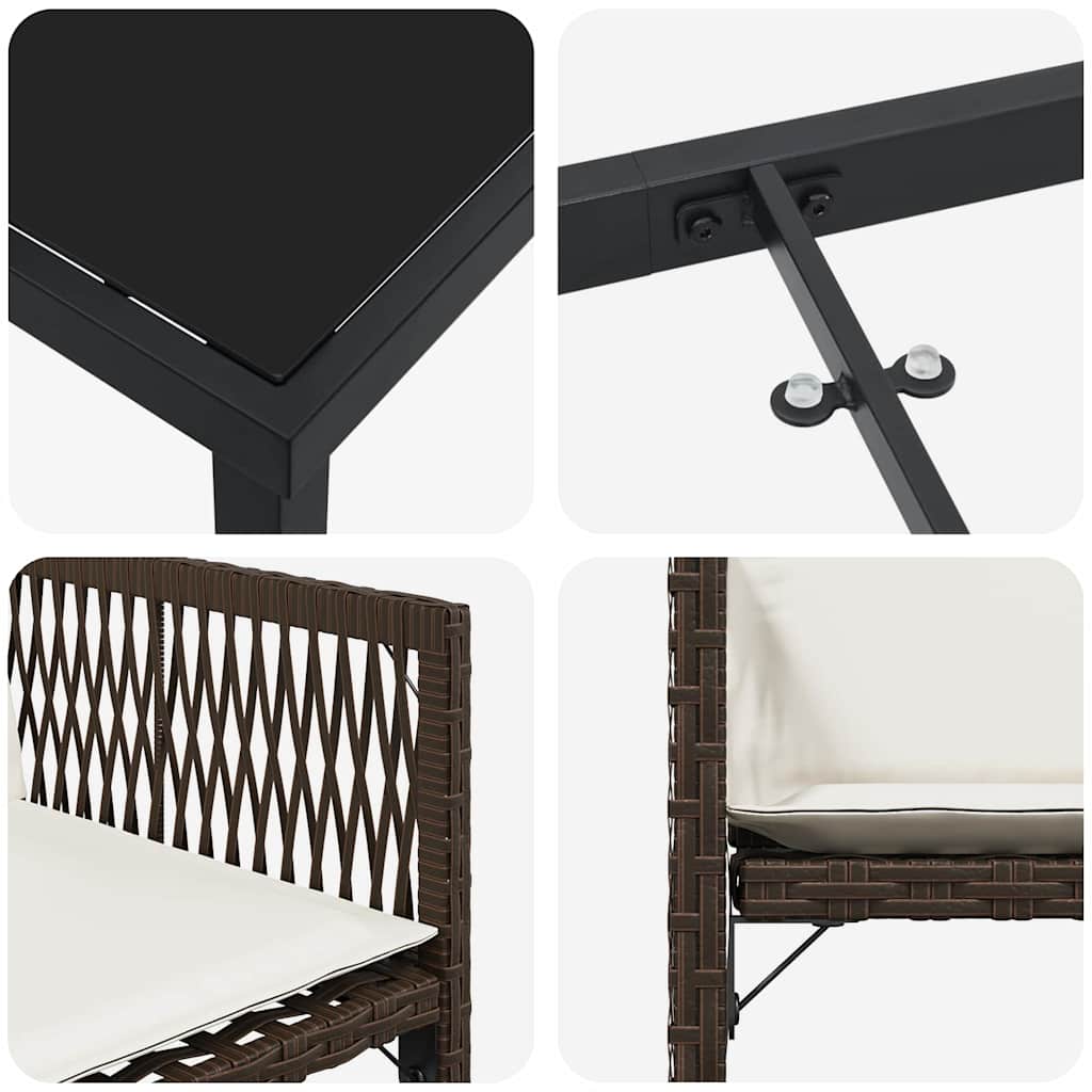 Garten Essgruppe 5 pcs Braun Poly-Rattan