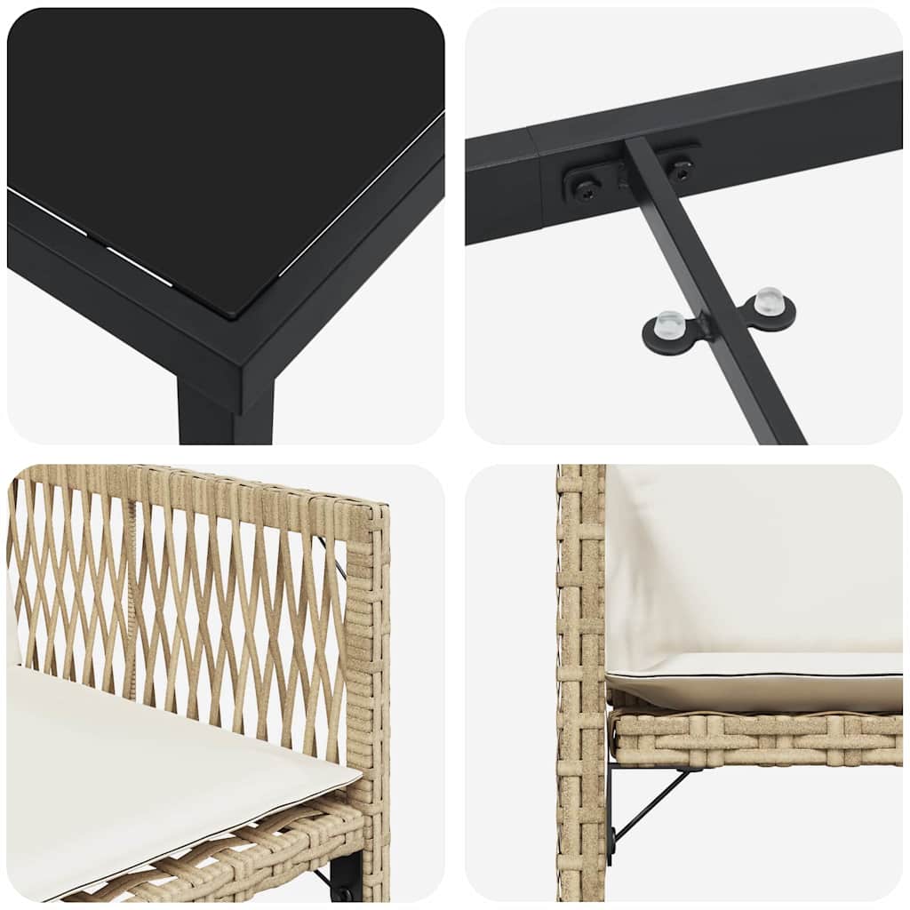 Garten Essgruppe 5 pcs Beige Poly-Rattan