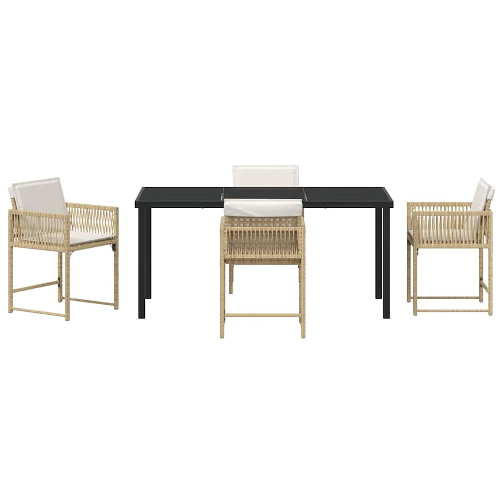 Garten Essgruppe 5 pcs Beige Poly-Rattan