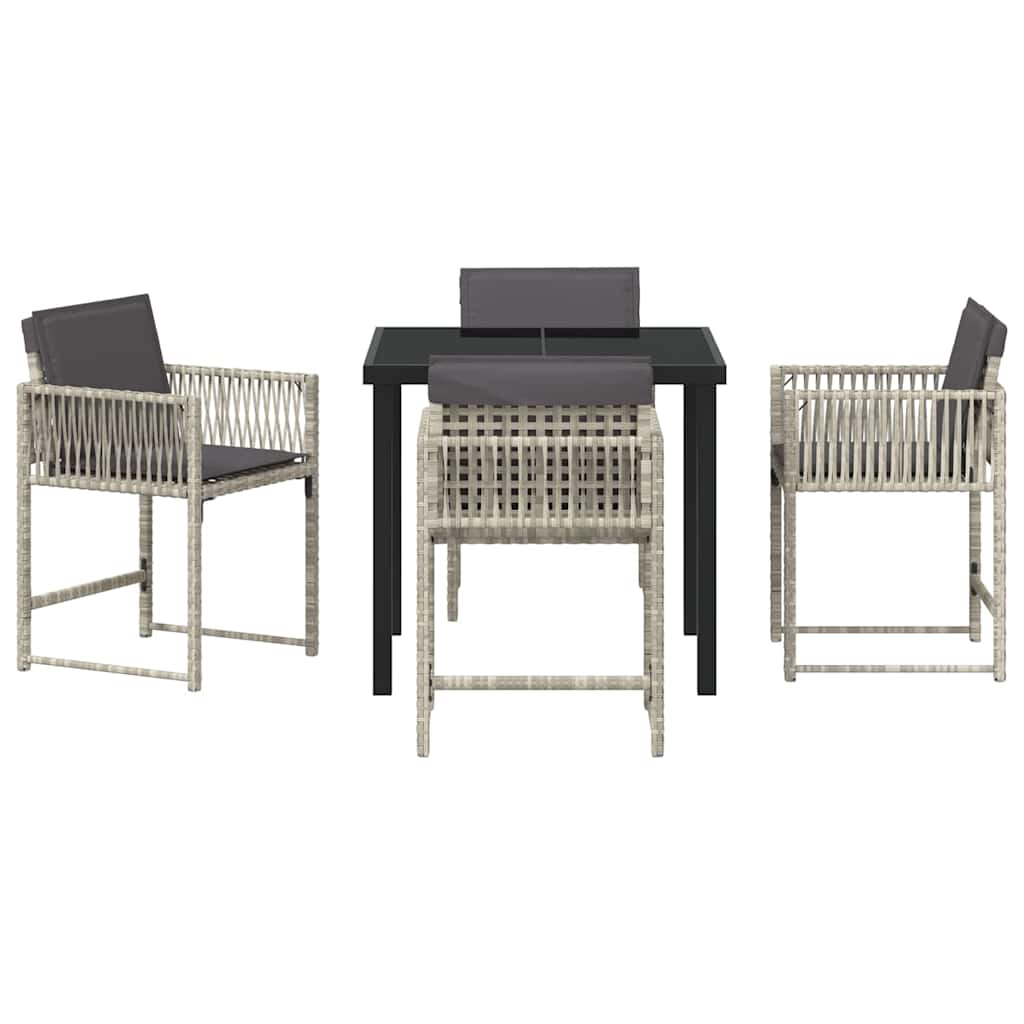 Garten Essgruppe 5 pcs Hellgrau Poly-Rattan