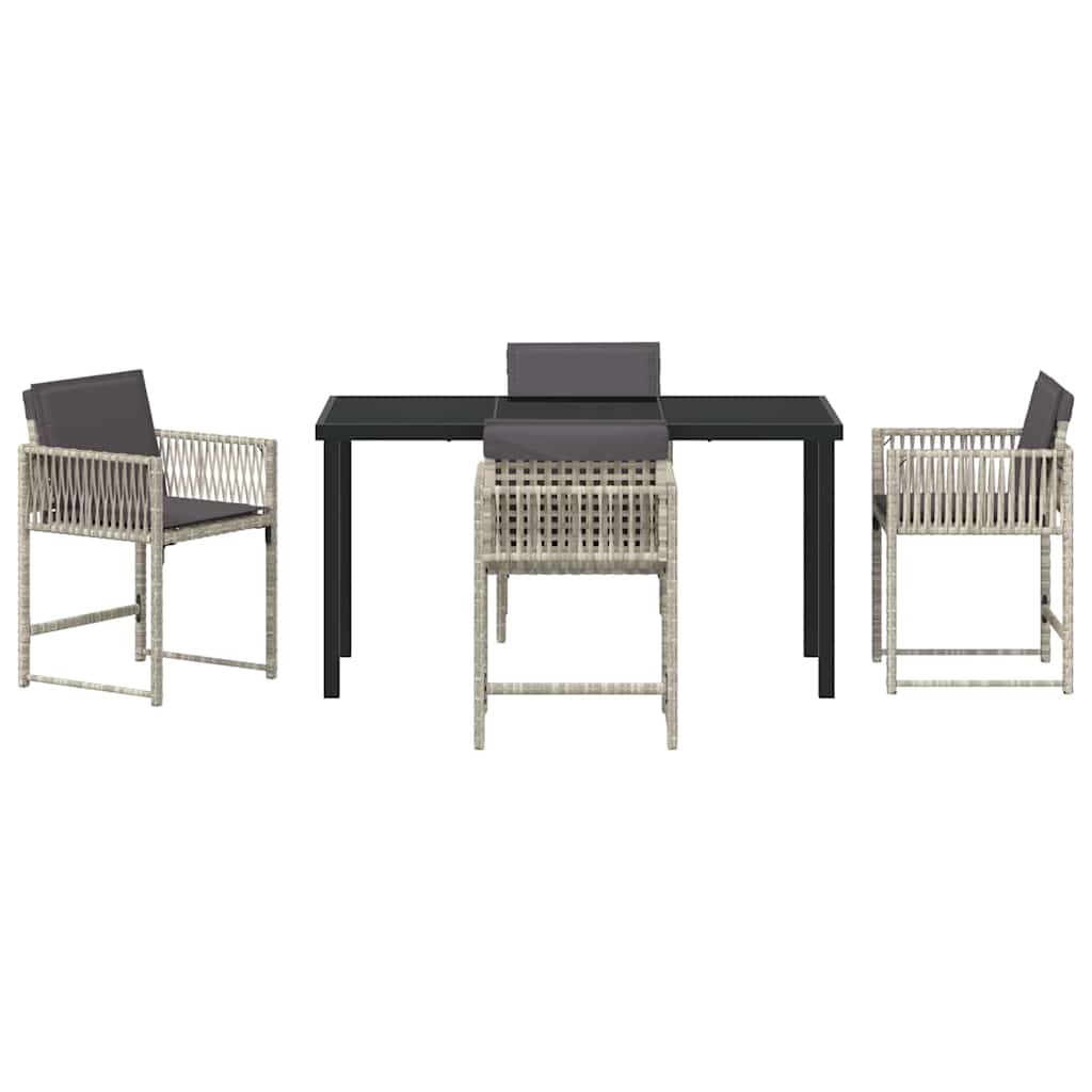 Garten Essgruppe 5 pcs Hellgrau Poly-Rattan